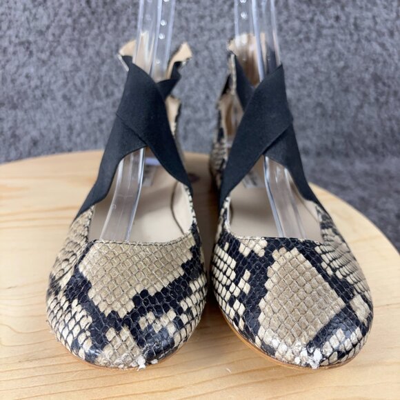 Saks Fifth Avenue Sandals Womens Size 6.5 Leather Snakeskin Print Made in Italy - Picture 2 of 7